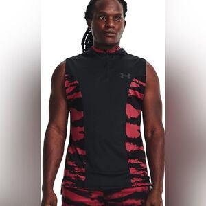 Under Armour Men's Baseline Tank Hoodie, Black Rose, NWT